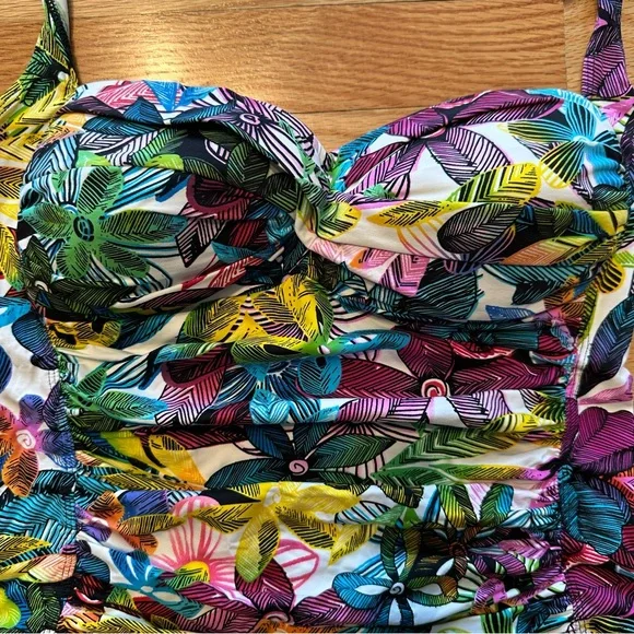 La Blanca Multicolor Patterned Swim Top Sz 12 - Picture 5 of 10